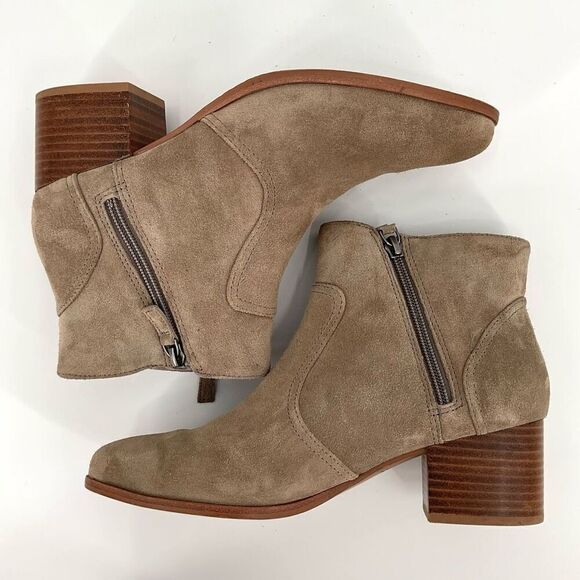 Johnston & Murphy Trista Double Zip Suede Leather Ankle Boots Taupe Women 8M - Picture 7 of 8